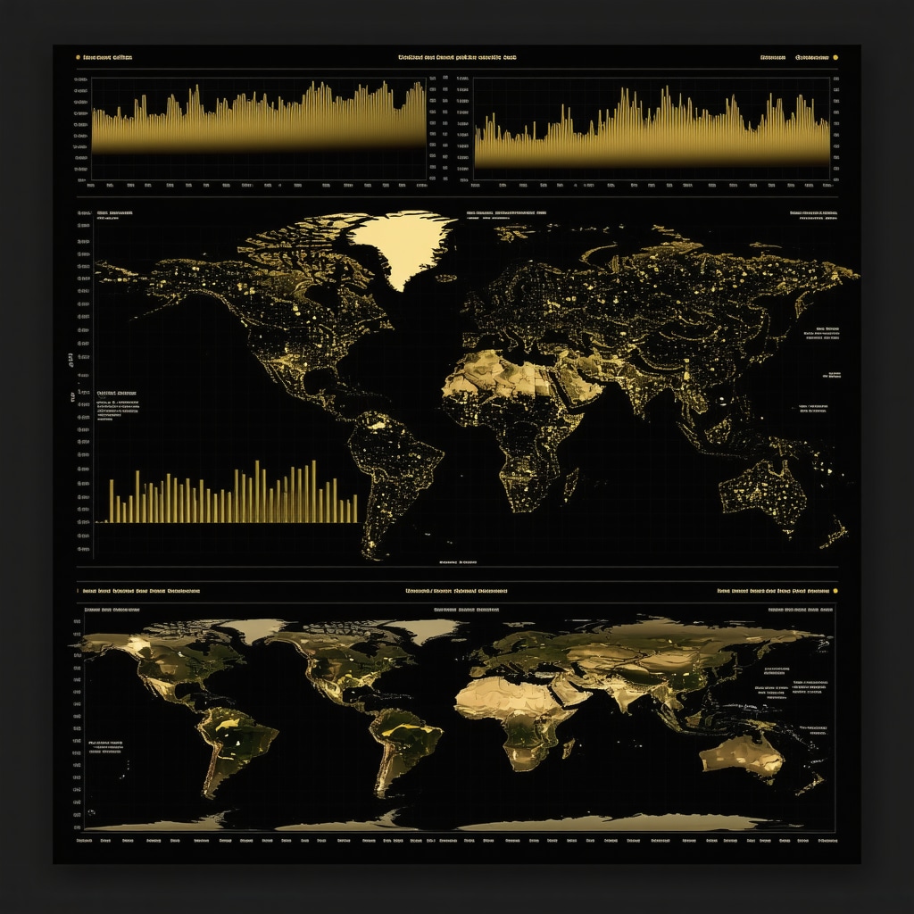 Advanced financial dashboard showing integrated gold demand data from policy, sentiment, and technology sources
