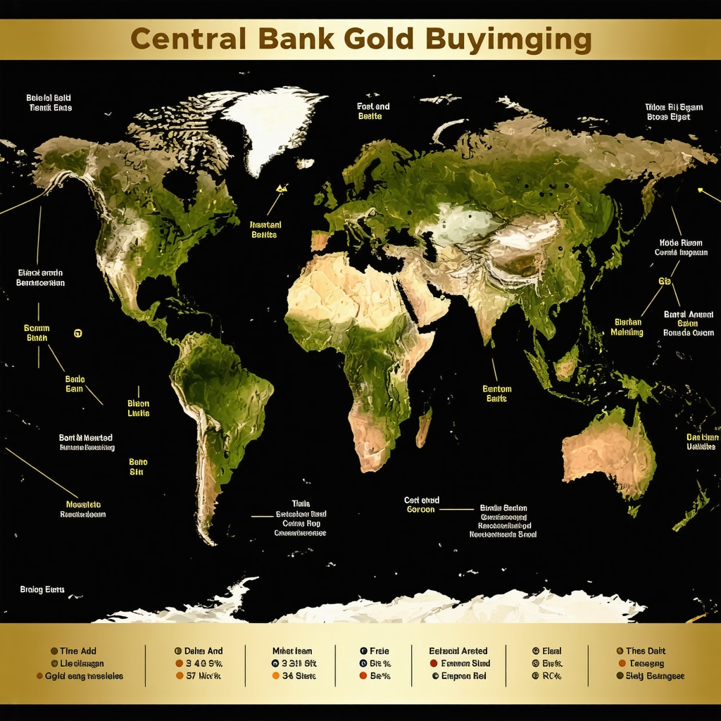 Infographic showing central bank gold buying trends across Asia and the Middle East with geopolitical context