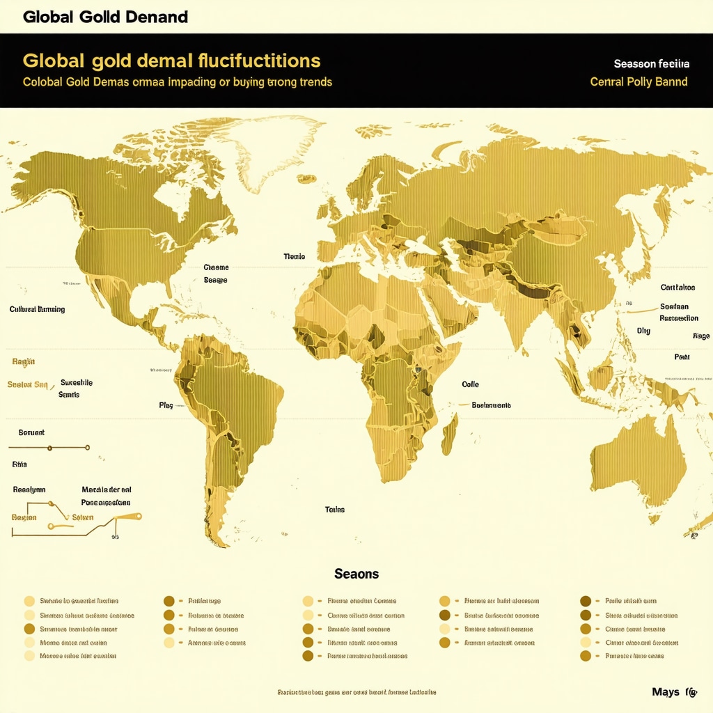 Infographic illustrating global gold demand patterns, cultural impacts, and central bank policy effects on gold prices