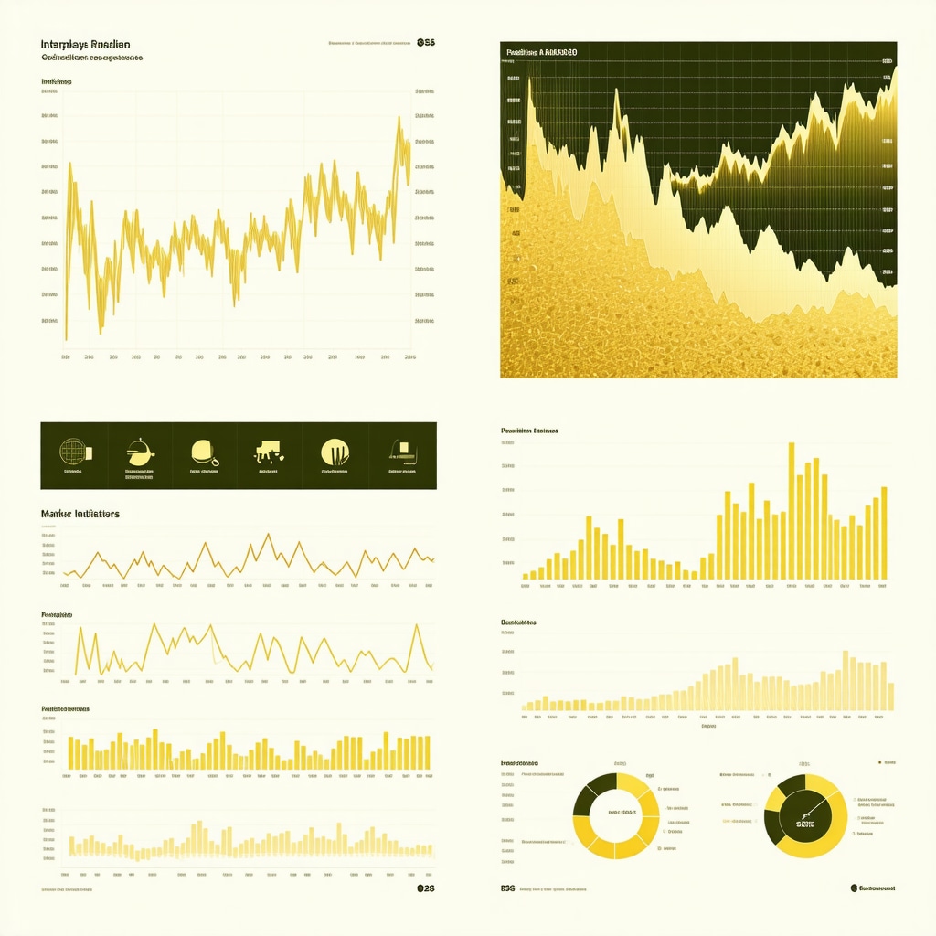Infographic showing gold prices, inflation expectations, ESG metrics, and predictive analytics for 2025
