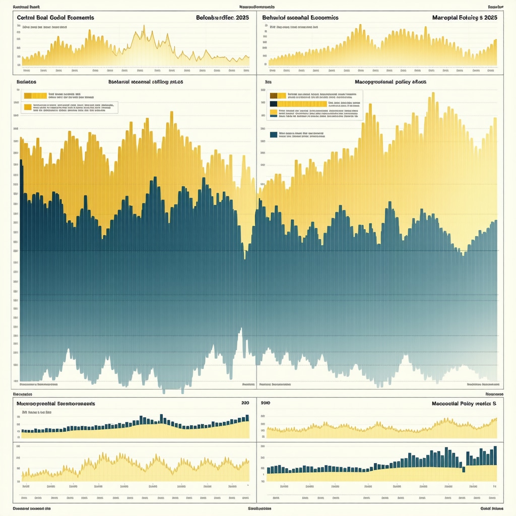 Infographic showing central bank gold purchases, behavioral economics in trading, and regulatory impacts on gold price trends in 2025
