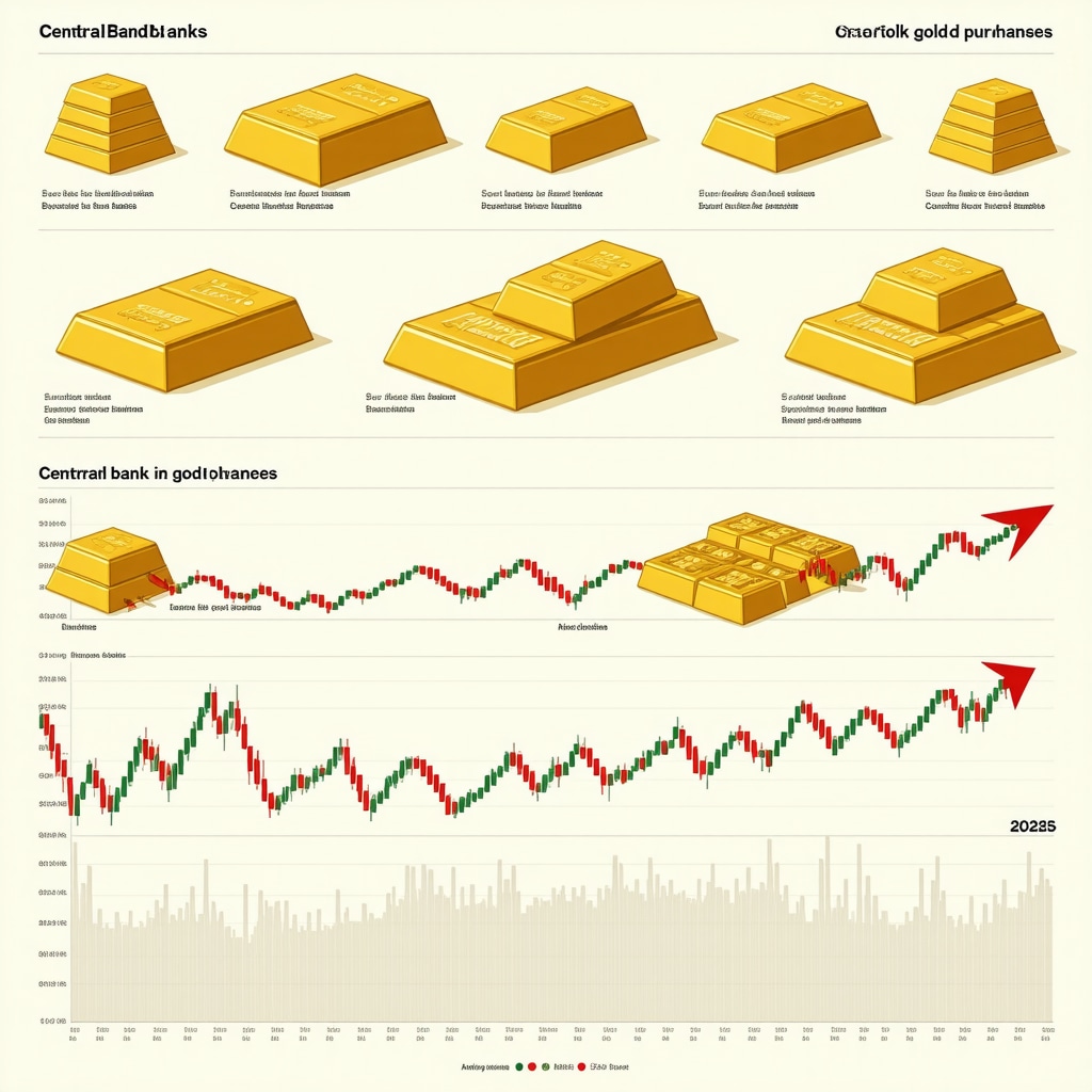 Conceptual infographic of central bank gold buying influencing gold market trends in 2025