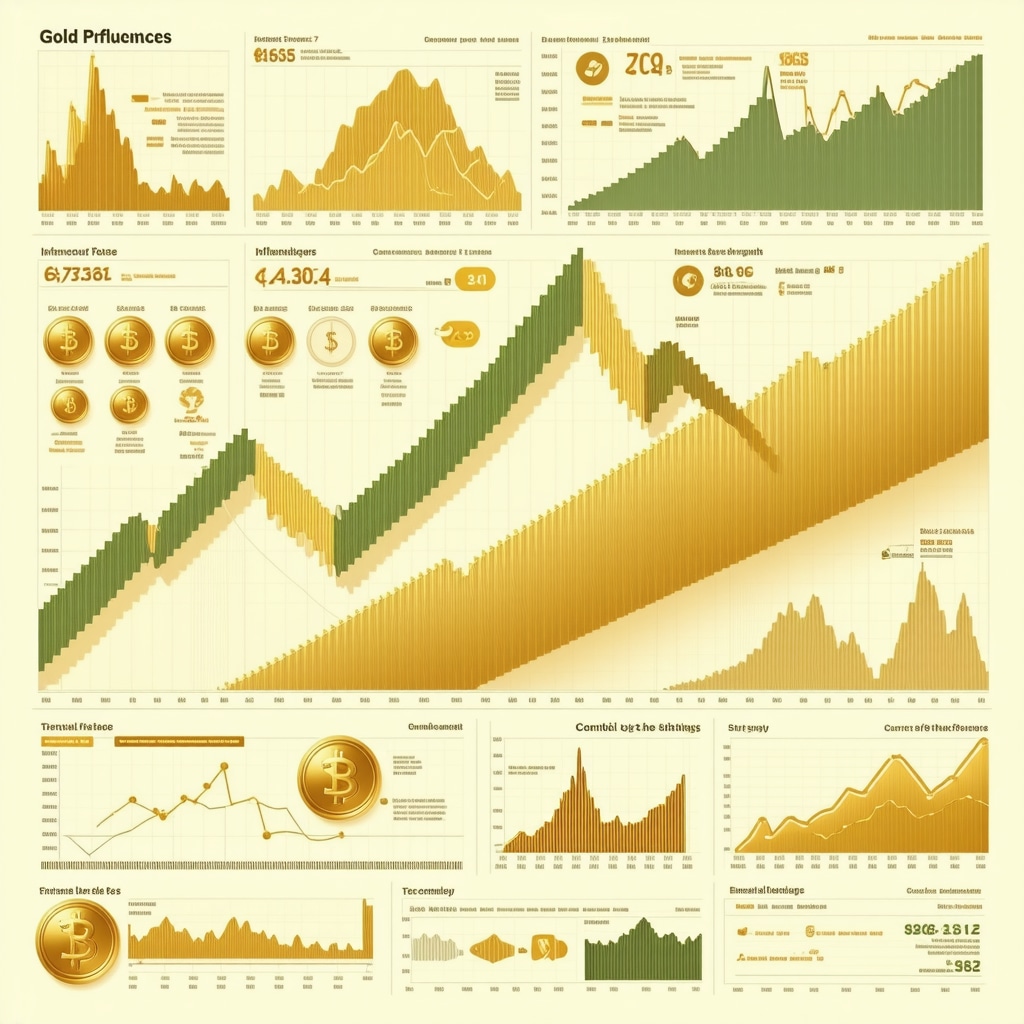 Detailed infographic showing factors affecting gold prices such as interest rates, currency strength, and central bank policies