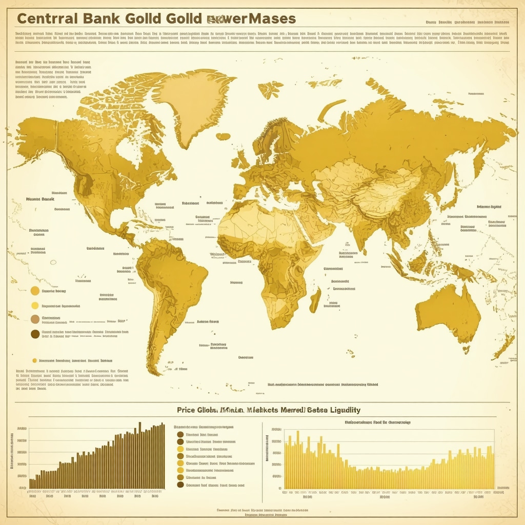 Infographic showing central bank gold buying, global gold market liquidity, and price discovery
