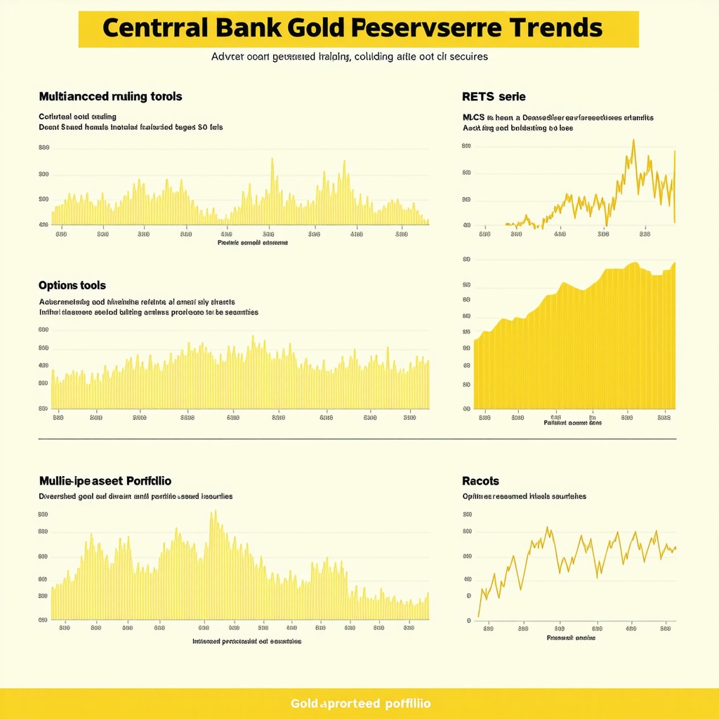 Infographic showing central bank gold reserve movements, advanced gold trading indicators, and diversified inflation-hedged portfolio components