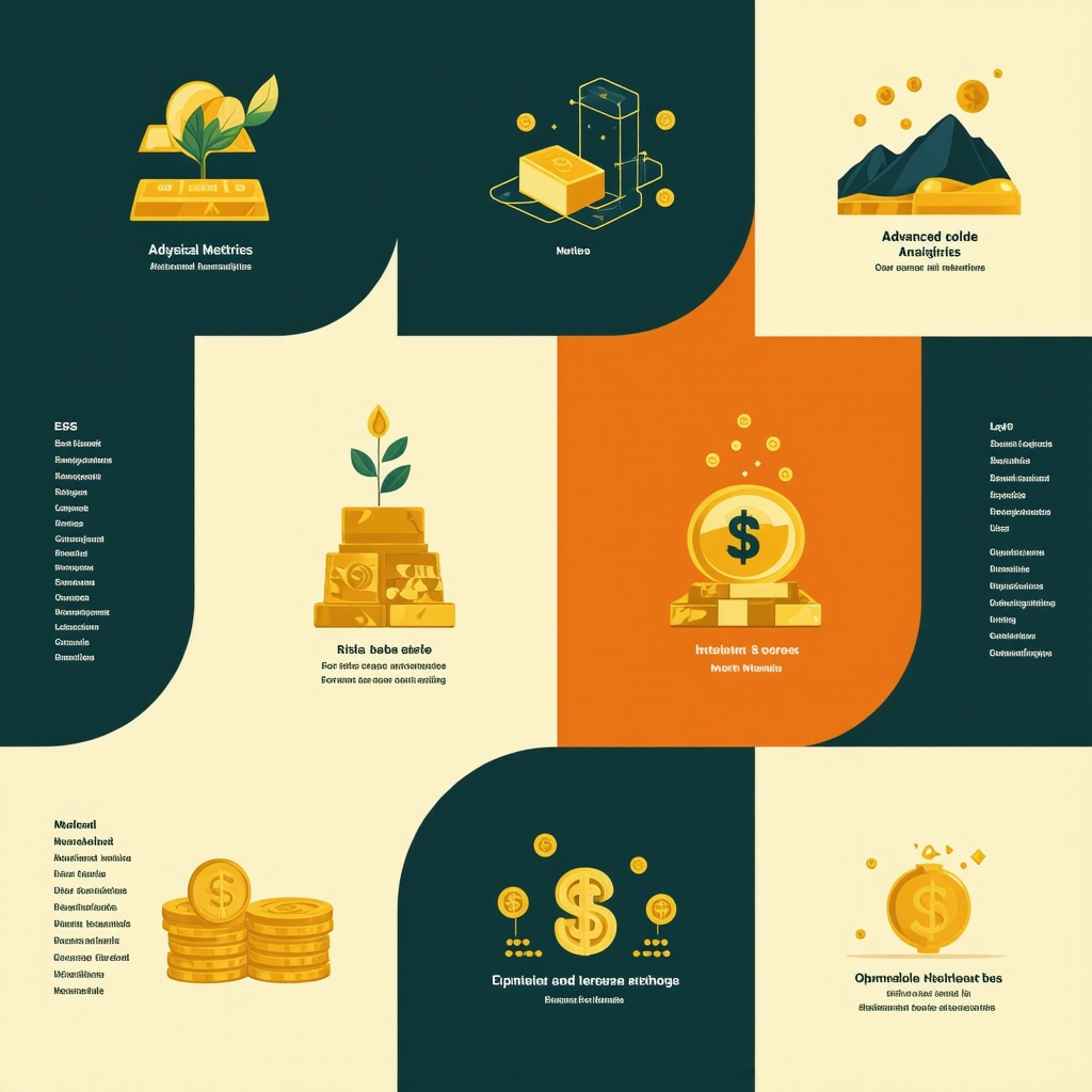 Infographic showing ESG, risk analytics, and physical gold storage strategies for gold investments in 2025