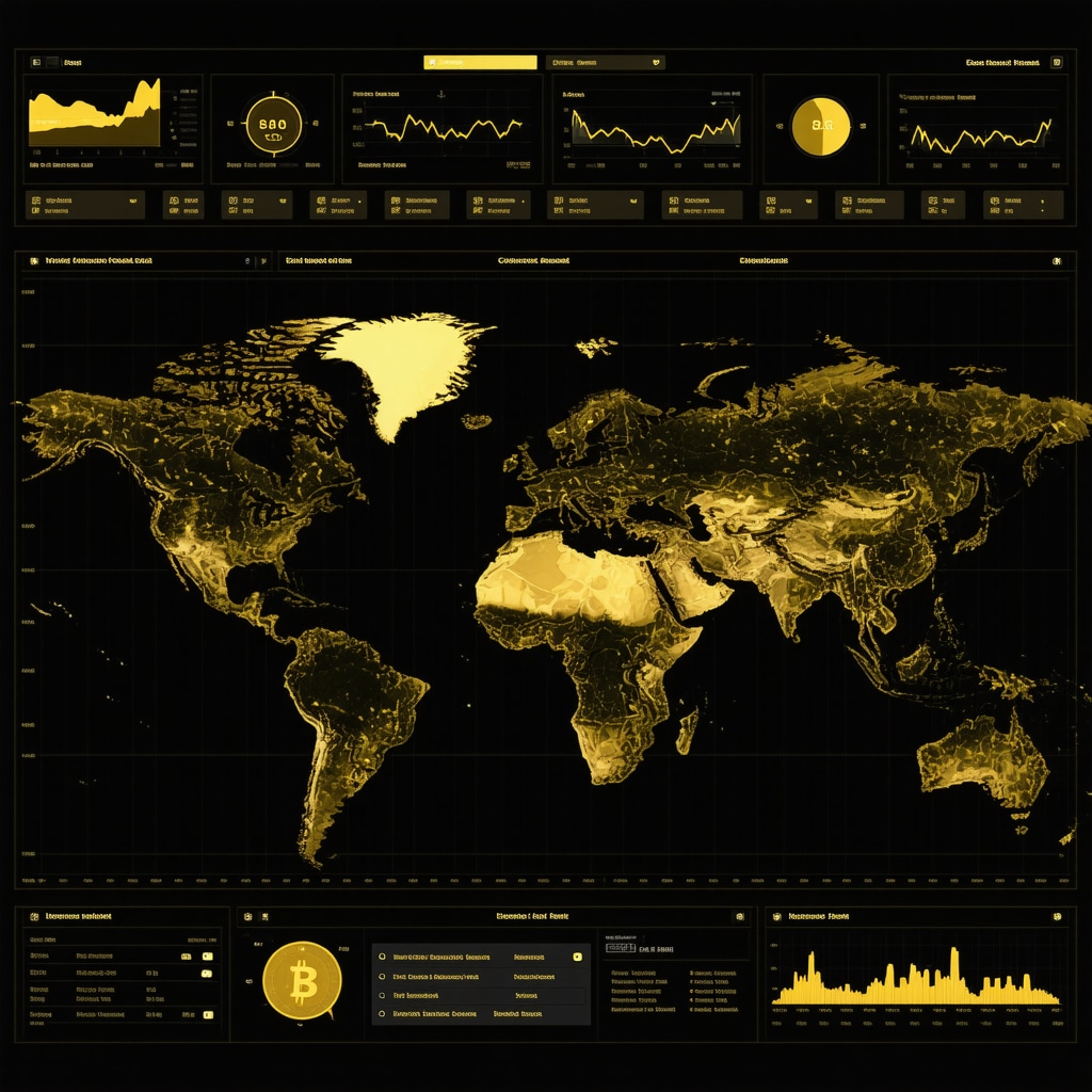 Digital dashboard showing AI analytics of gold market data and central bank reserve movements