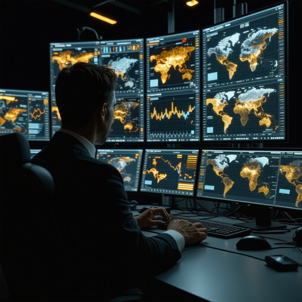 Trader using AI analytics to monitor gold price volatility and supply dynamics