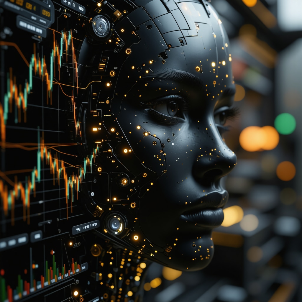 Futuristic digital interface showing gold market data and AI analytics