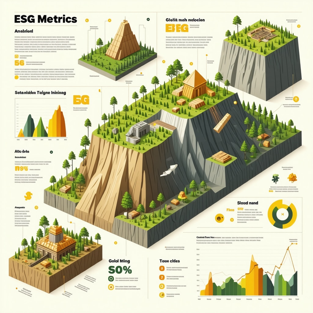 Infographic illustrating AI technology and ESG metrics impacting gold mining stock market trends