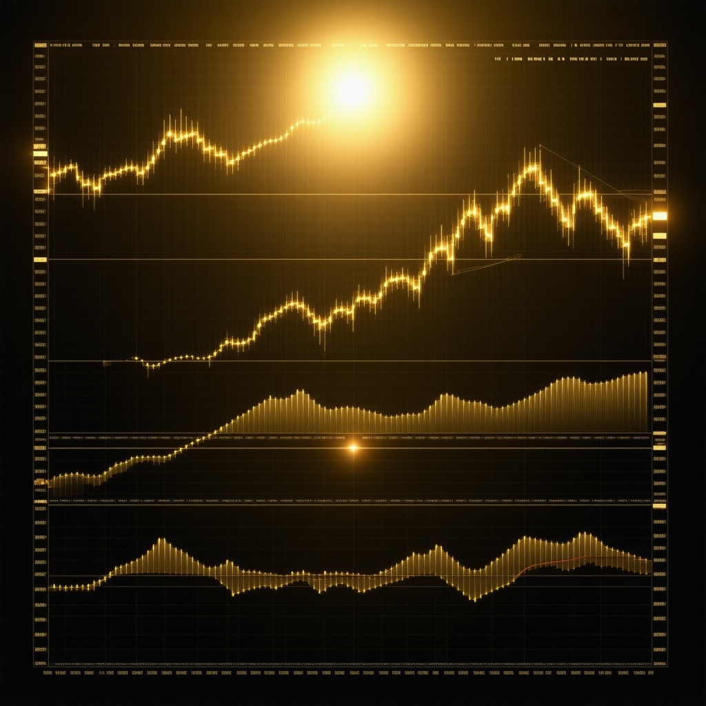 Futuristic digital dashboard displaying gold market analytics and AI predictions