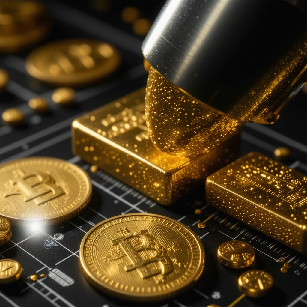 Futuristic AI technology analyzing gold prices with complex algorithms
