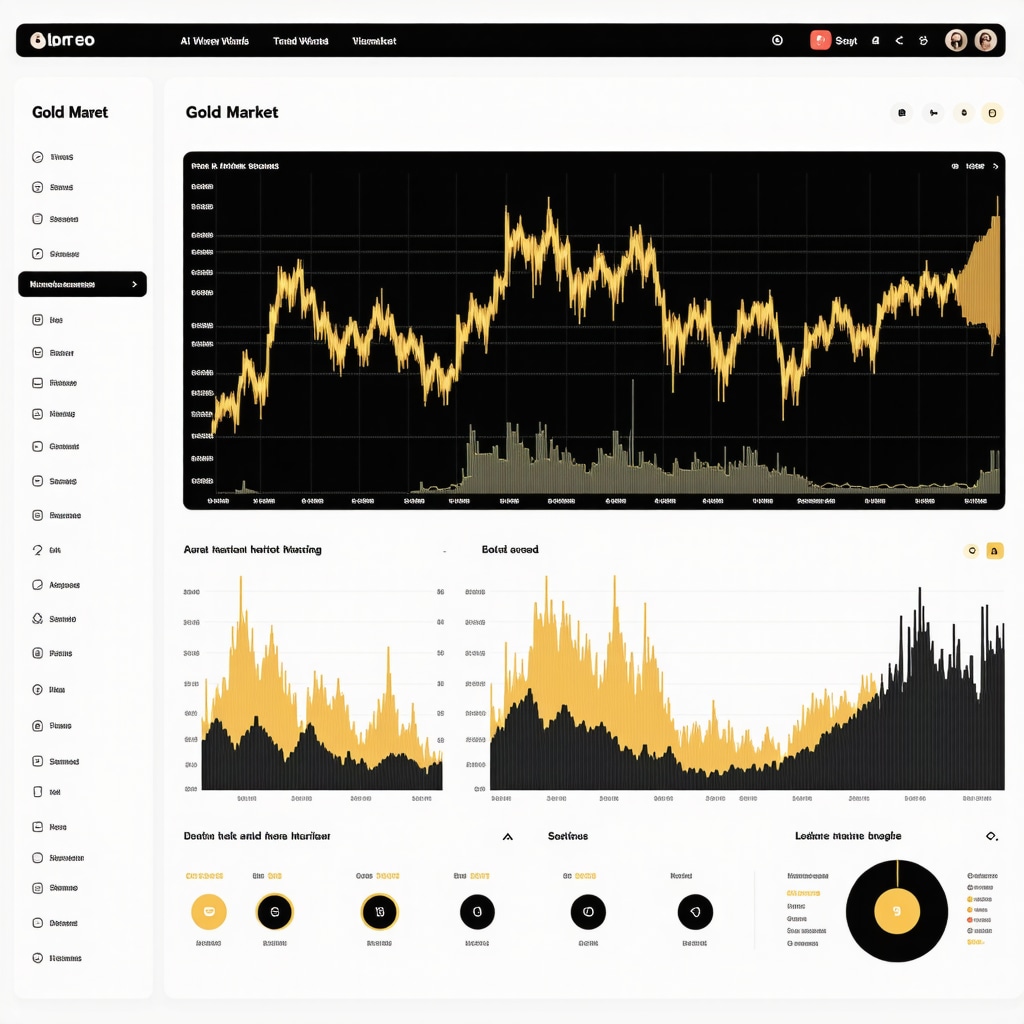 High-tech analytics dashboard displaying gold market insights and trends