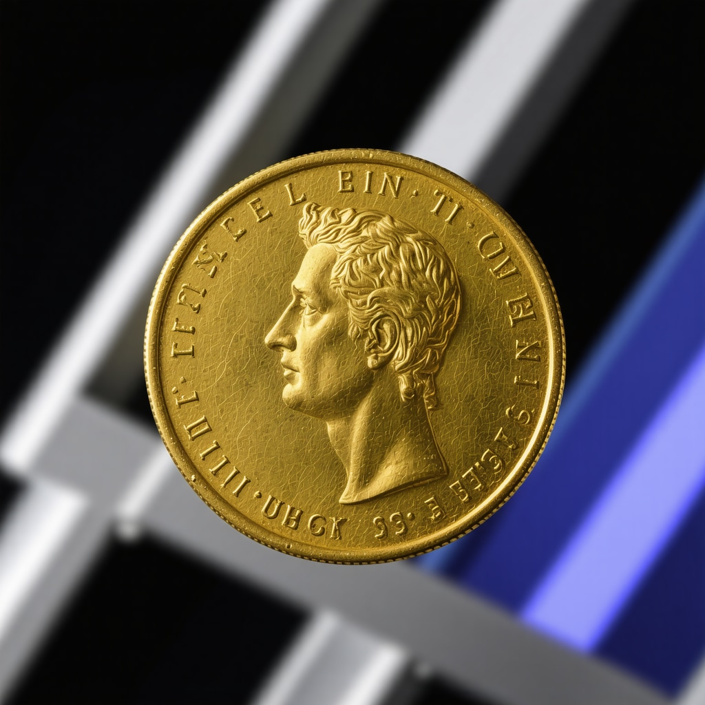Gold coin being analyzed by XRF spectrometer for authentication