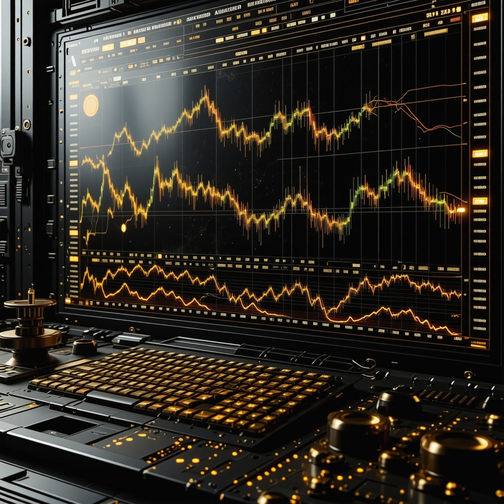 Futuristic digital gold trading platform with AI and blockchain features