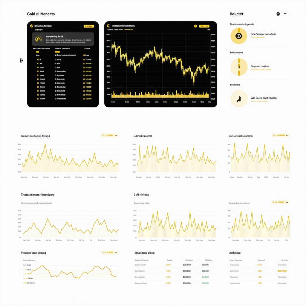 Futuristic dashboard displaying gold market analytics and AI-driven predictions