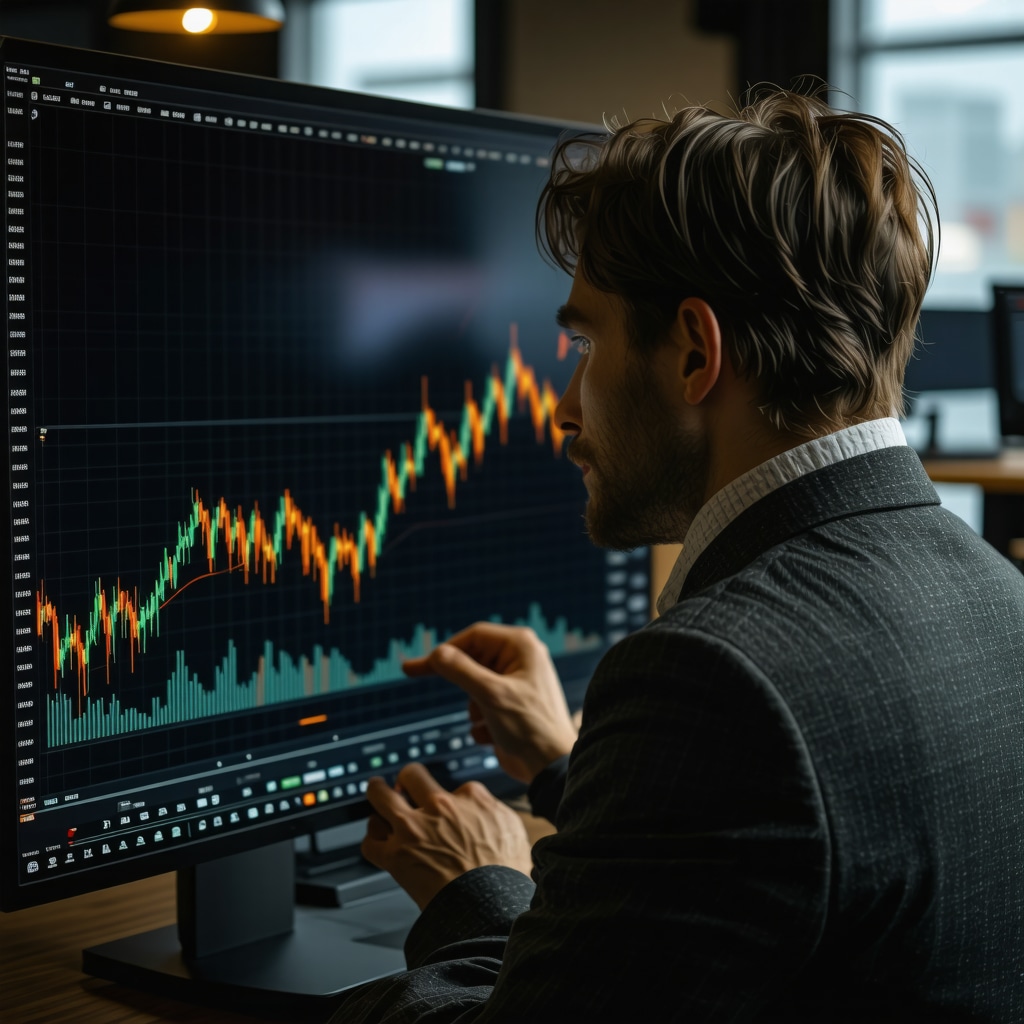 Financial analyst reviewing gold and macroeconomic data on digital screen