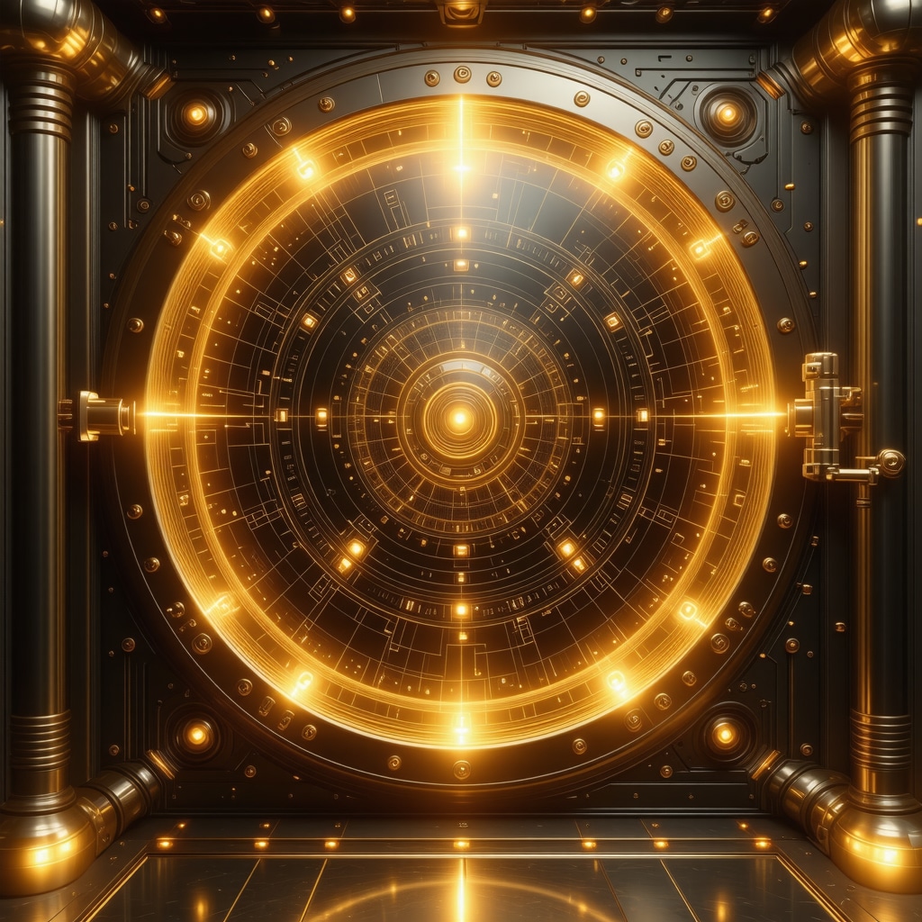 High-tech gold vault with biometric and blockchain security systems
