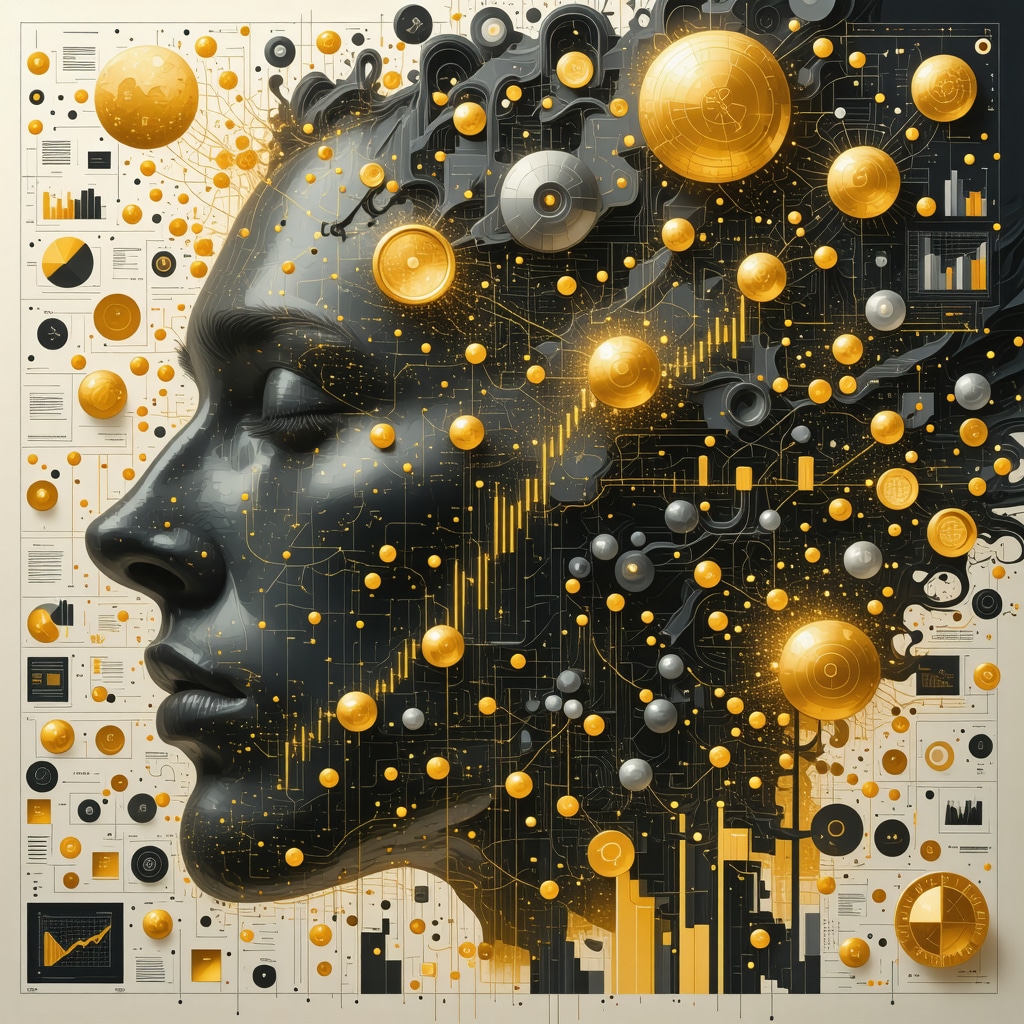 Visualization combining gold price charts, behavioral finance elements, and machine learning icons