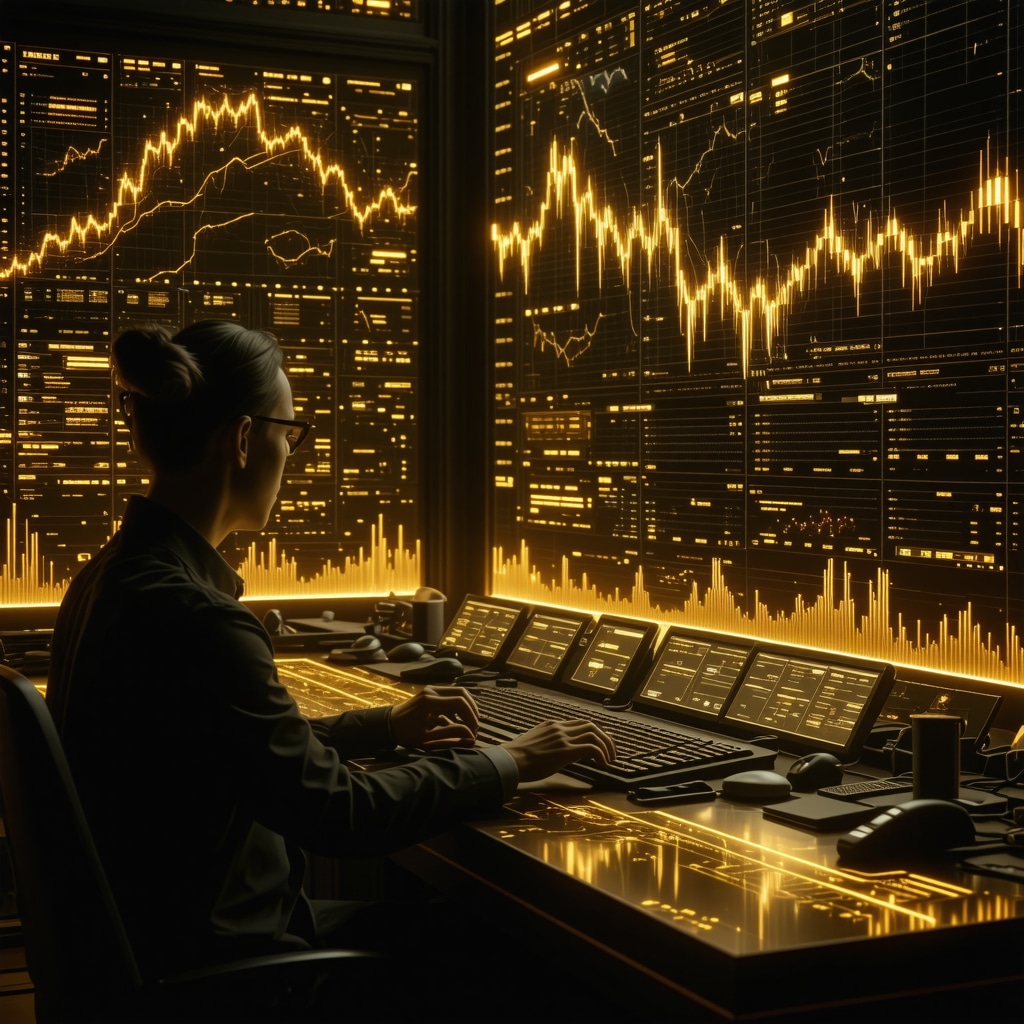 Futuristic gold trading with AI and data visualization