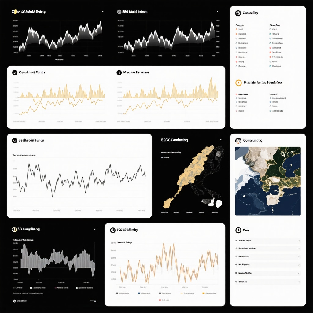 Financial dashboard showing currency overlay and machine learning data analytics for gold mutual funds
