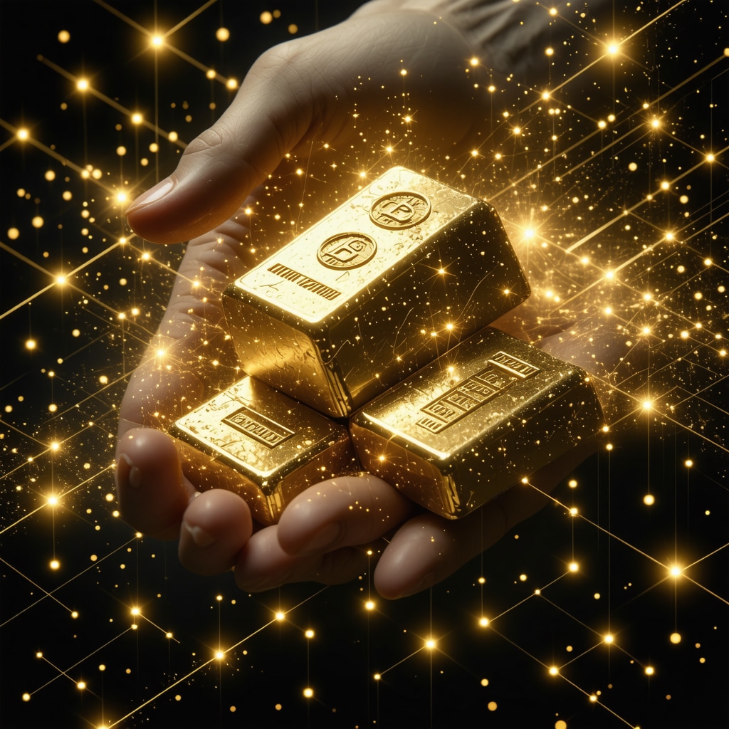 Digital representation of blockchain technology enabling gold trading