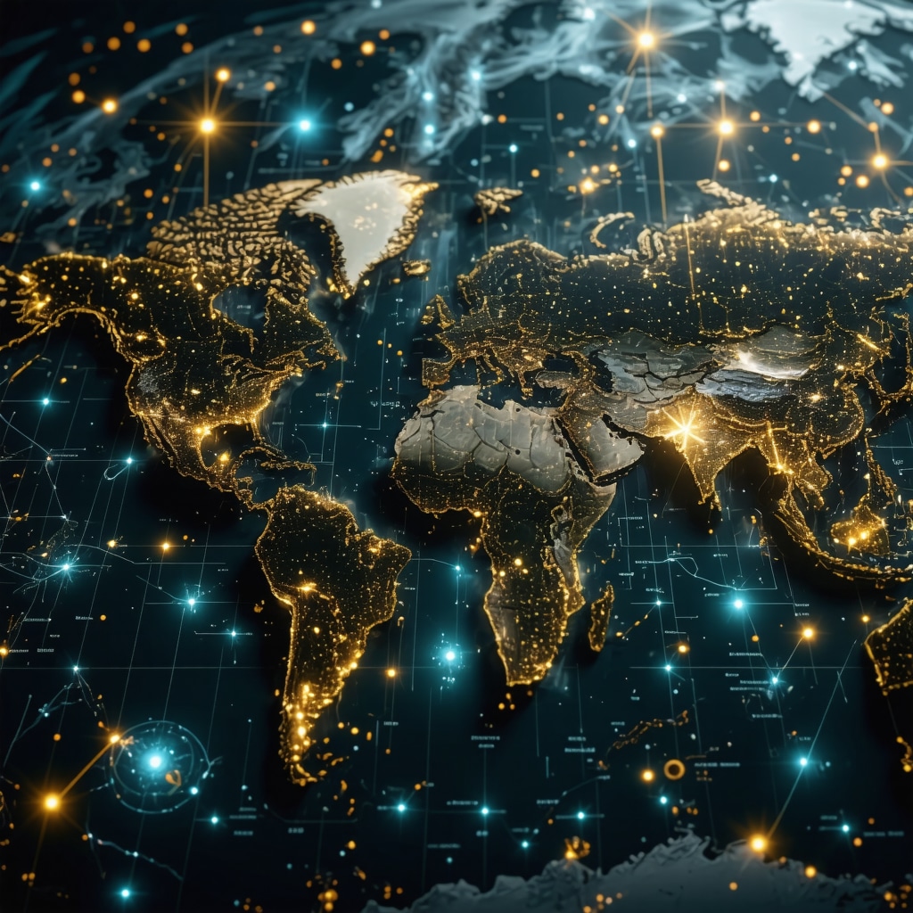 Futuristic digital gold trading platform with blockchain and global data