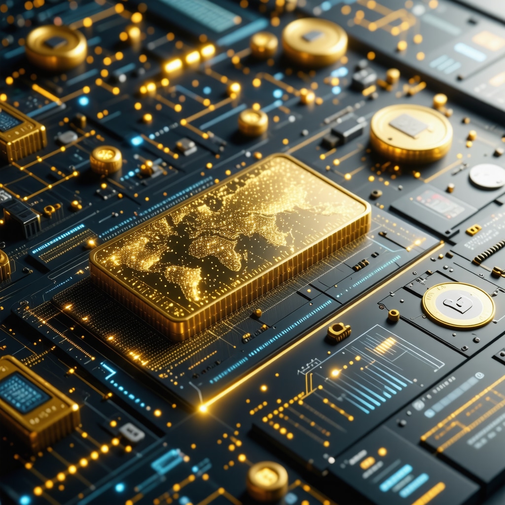 Illustration of blockchain technology integrated with gold trading platforms