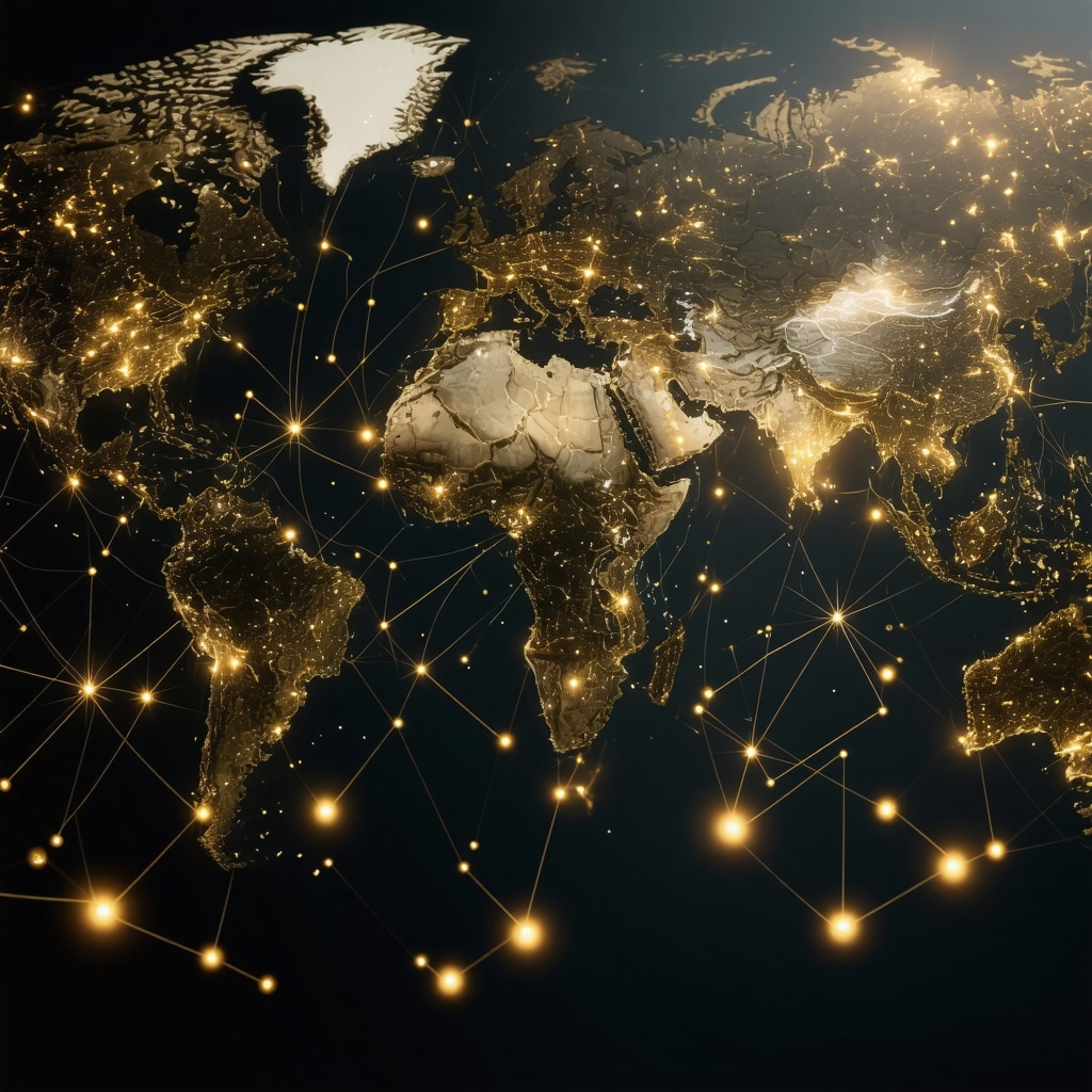 Illustration of blockchain technology applied to gold supply chain for transparency and security