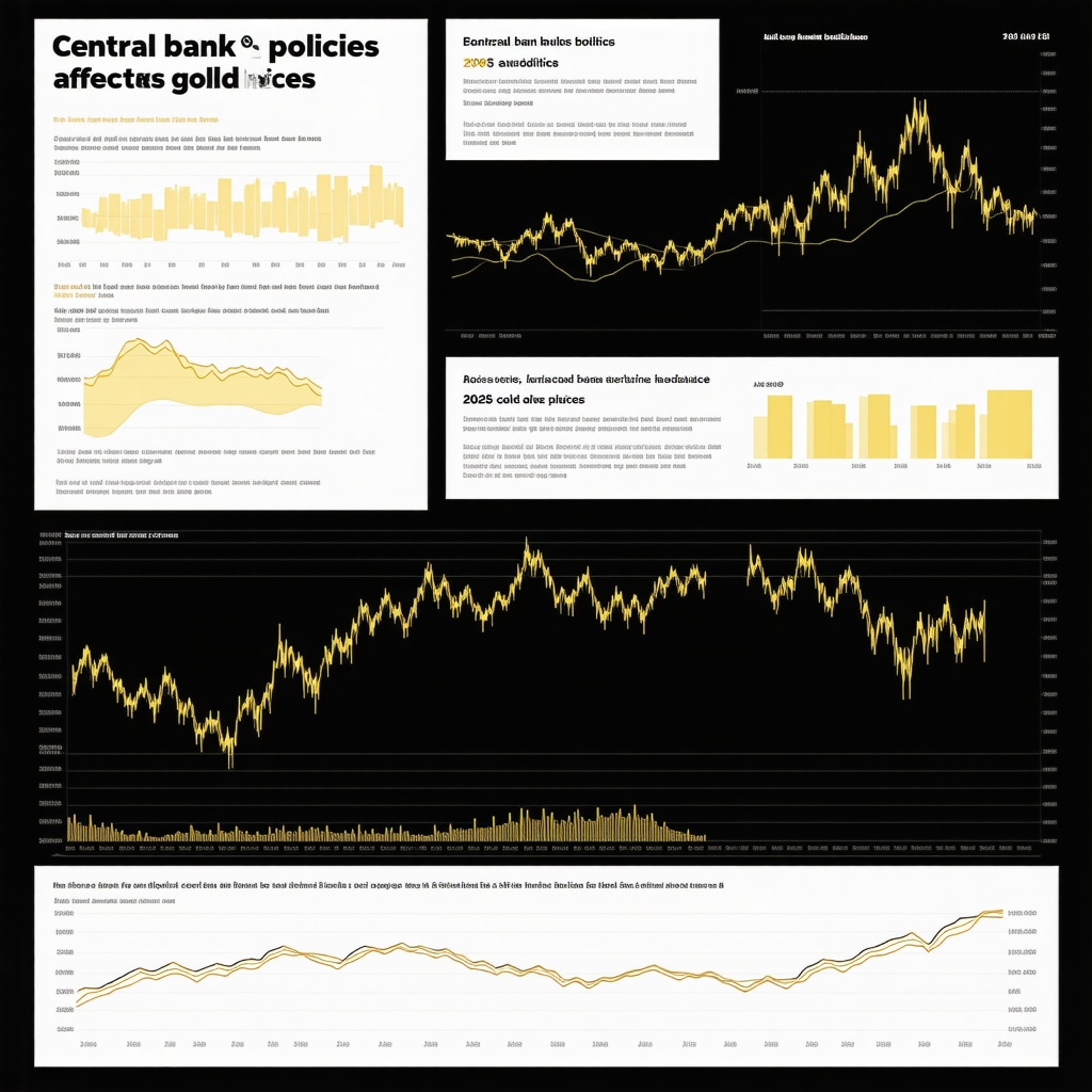 Infographic showing how central bank policies influence gold market trends in 2025.