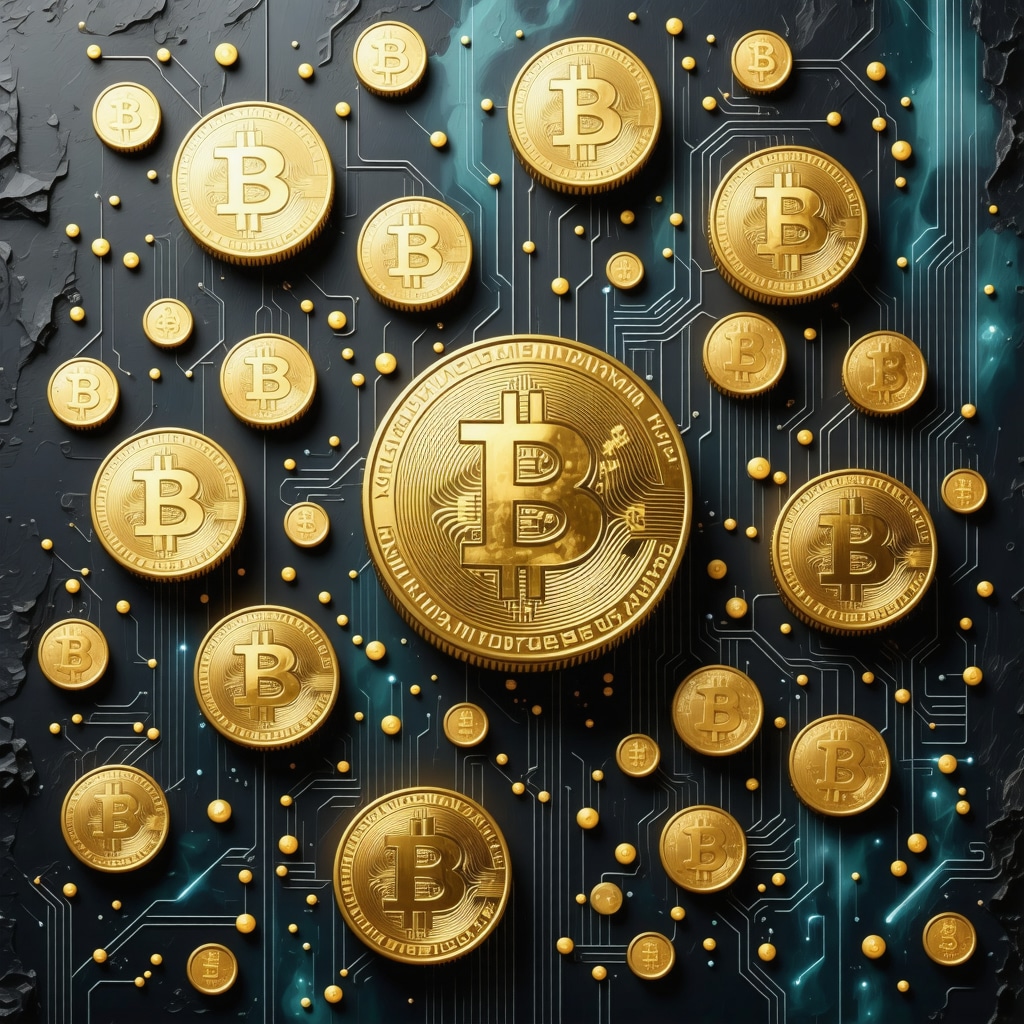 Digital currencies and gold coins illustrating the future of monetary assets in 2025