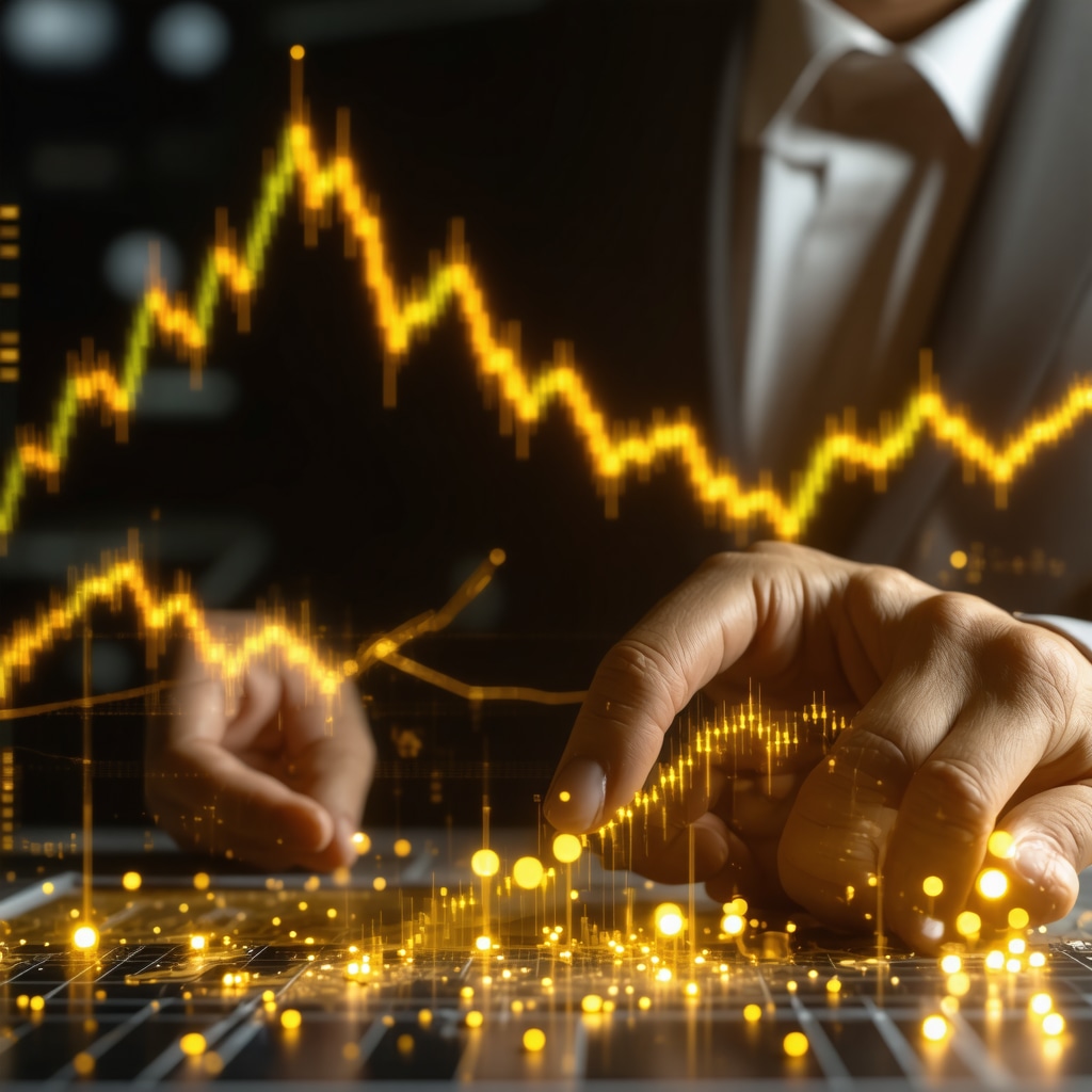 Financial analyst examining gold price charts and data interfaces