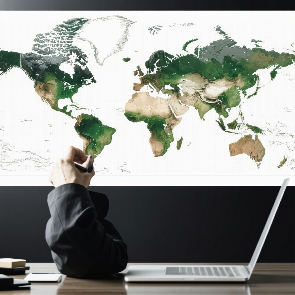 Financial analyst studying gold price trends with charts and maps