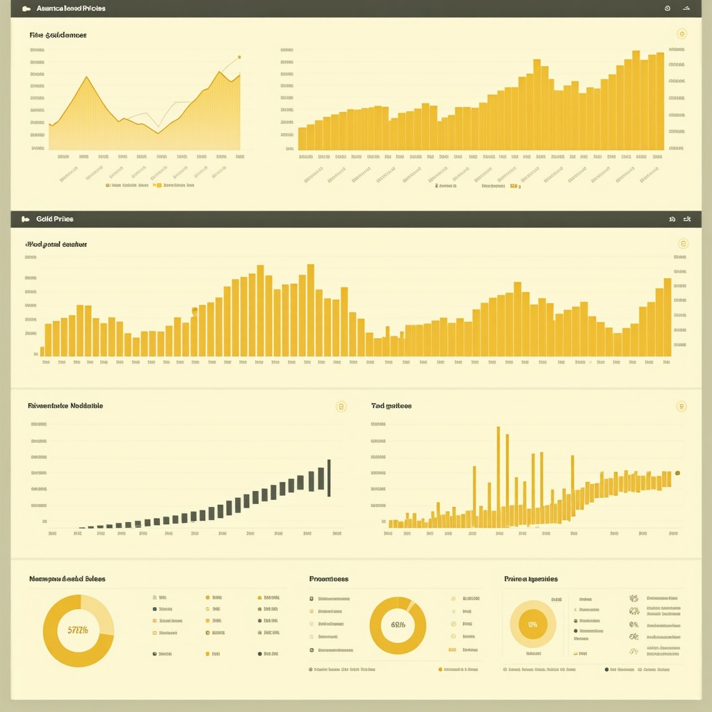 Graphical representation of macro-financial variables impacting gold prices in 2025 with digital dashboards.