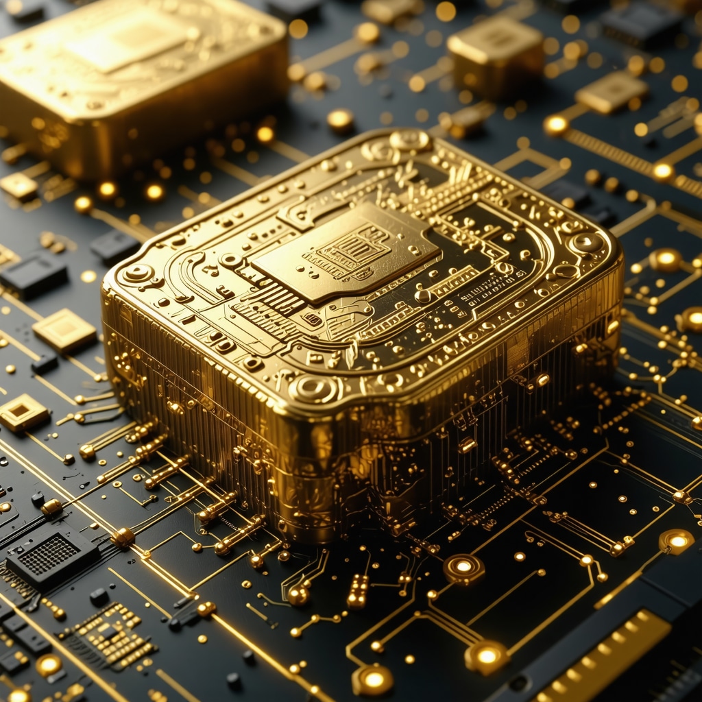 Futuristic digital gold trading platform showcasing blockchain and AI integration