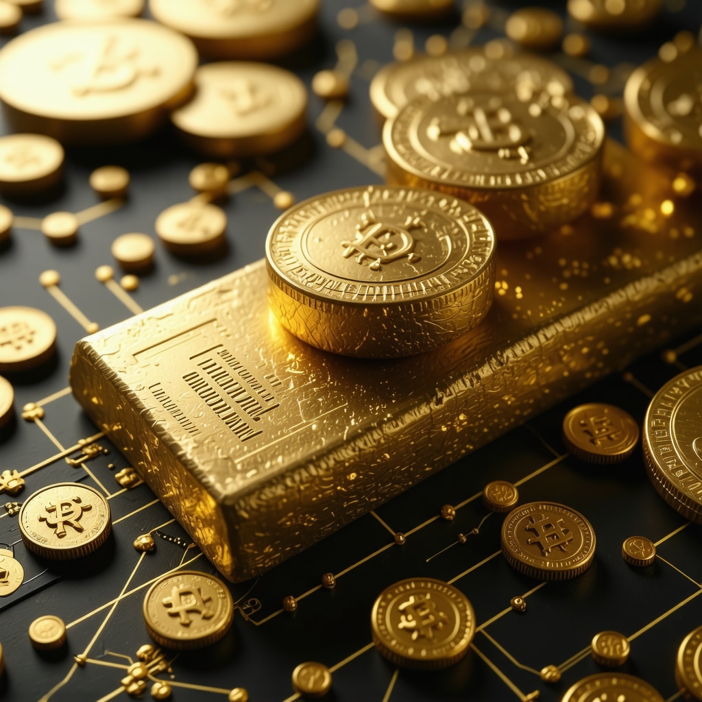 Futuristic digital gold trading platform with blockchain and analytics