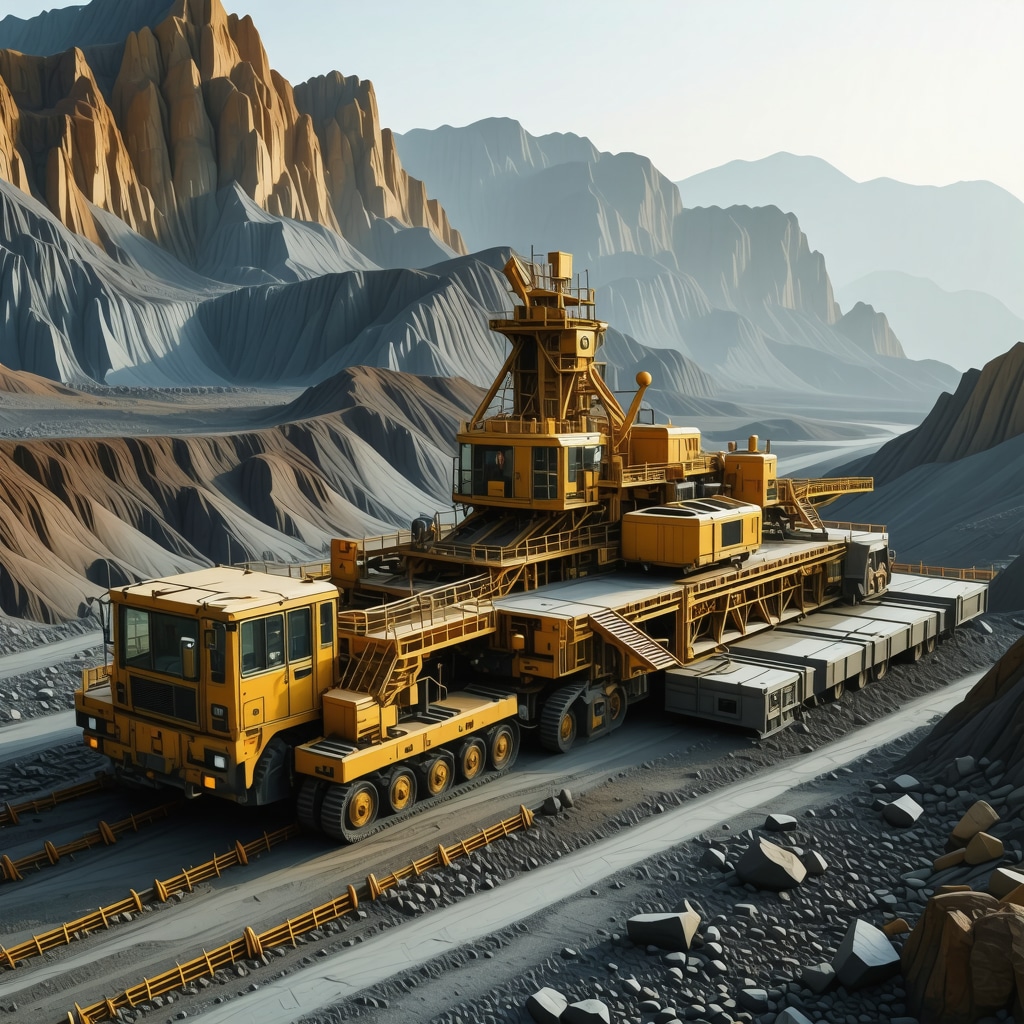 Advanced gold mining operation featuring AI, blockchain, and sustainable technology in 2025