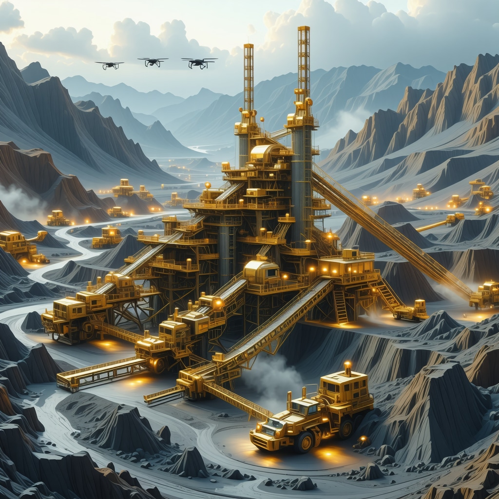AI and drone-powered gold mining operation showcasing automation and innovation
