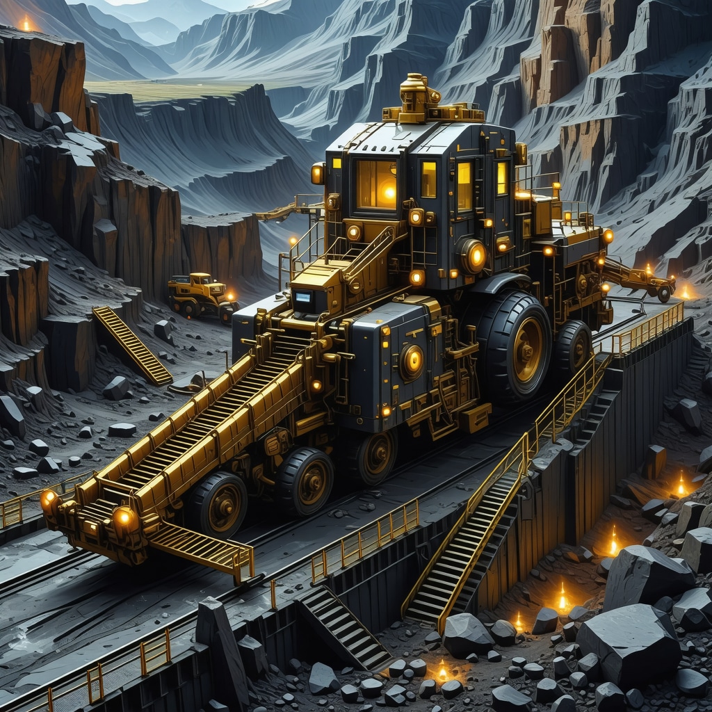Advanced gold mining equipment with AI and blockchain technology in operation