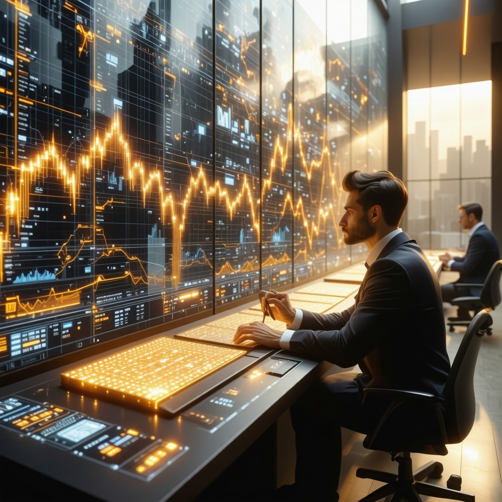 Digital gold trading platform with blockchain technology and investors analyzing data