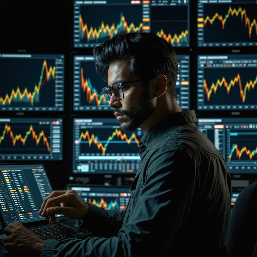 Financial analyst reviewing gold demand trends on digital screens