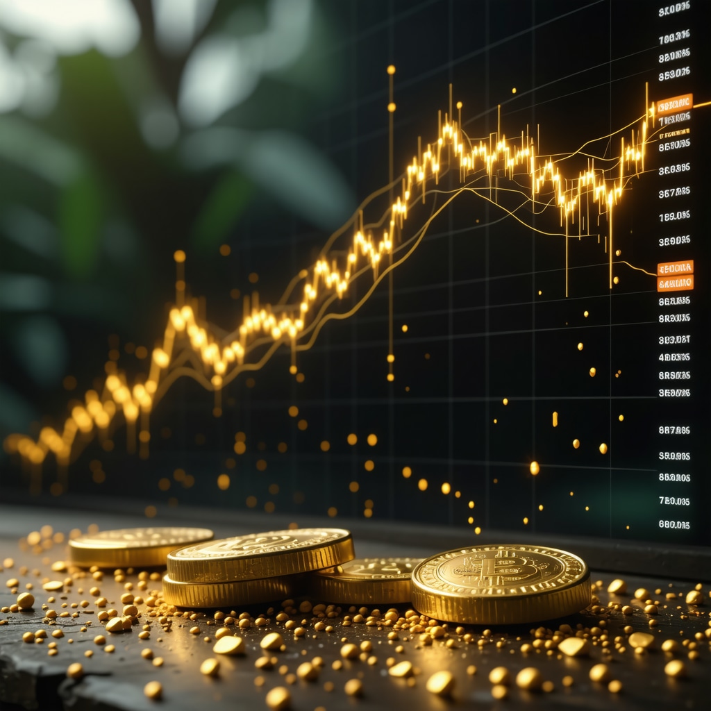 Illustration of AI and blockchain technology in gold market analysis