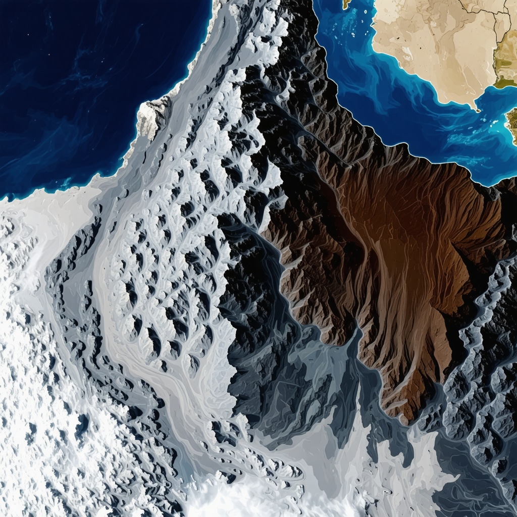 Satellite image depicting gold mining areas with overlay data indicating supply chain activity.