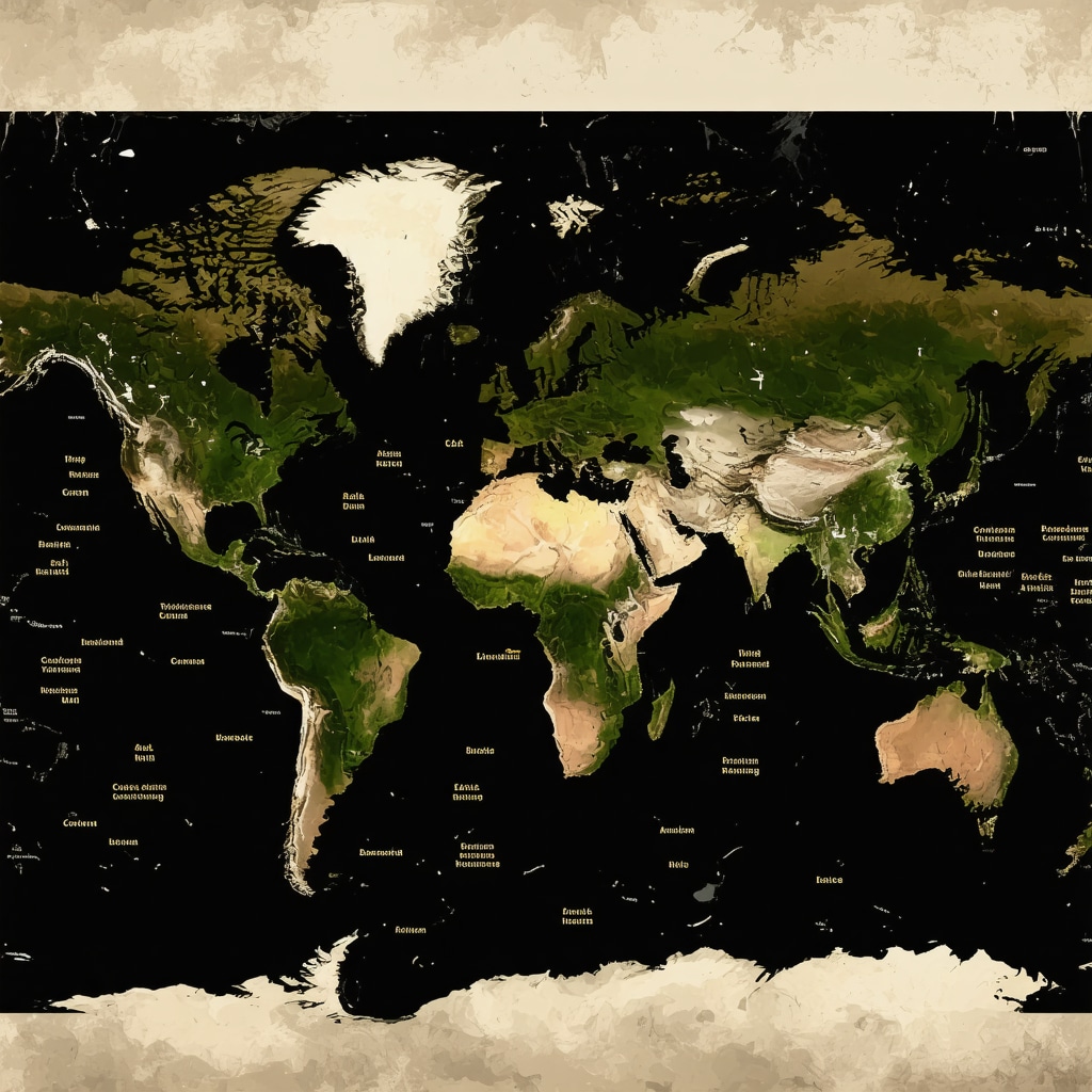 Map showing locations of central banks with gold reserves around the world