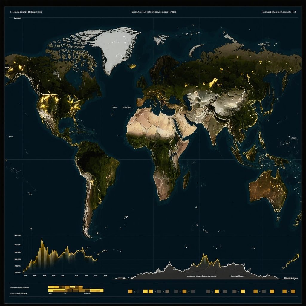 Digital map highlighting geopolitical hotspots affecting gold markets