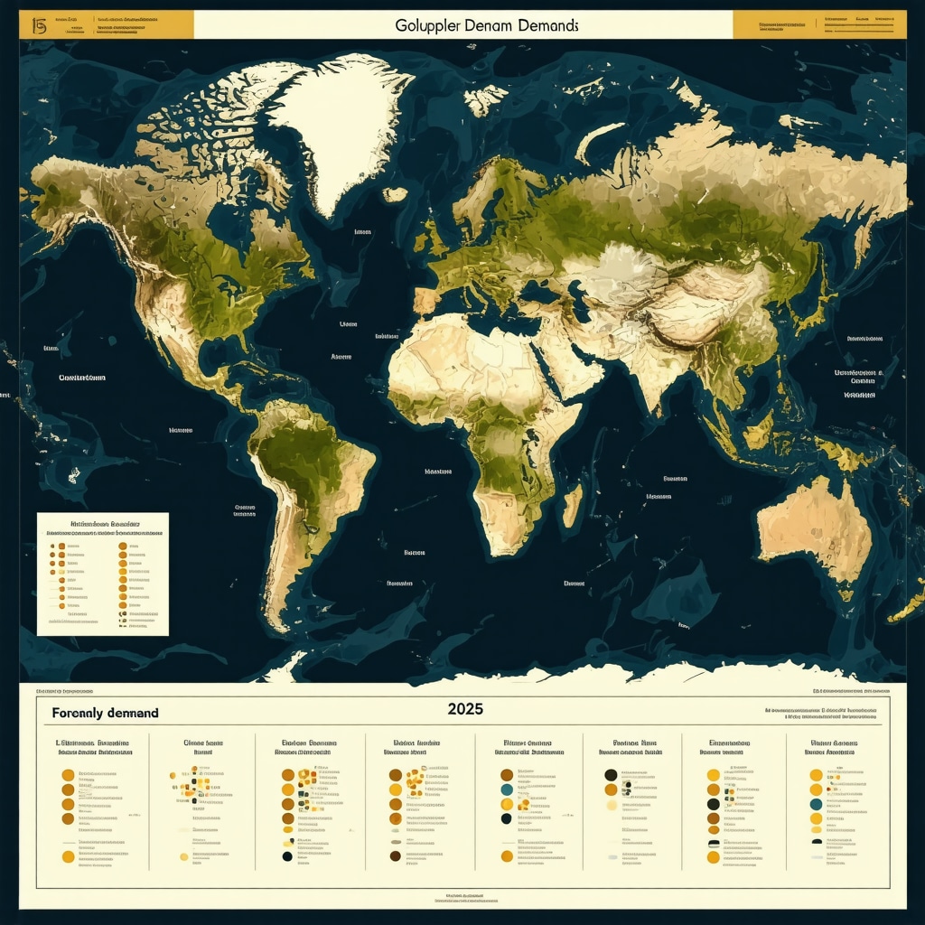 Infographic illustrating gold supply-demand, geopolitical, and macroeconomic factors impacting 2025 market
