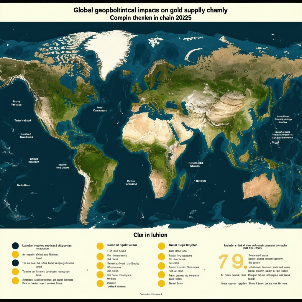 Infographic showing geopolitical conflicts, technological innovations, and their effects on gold supply and prices