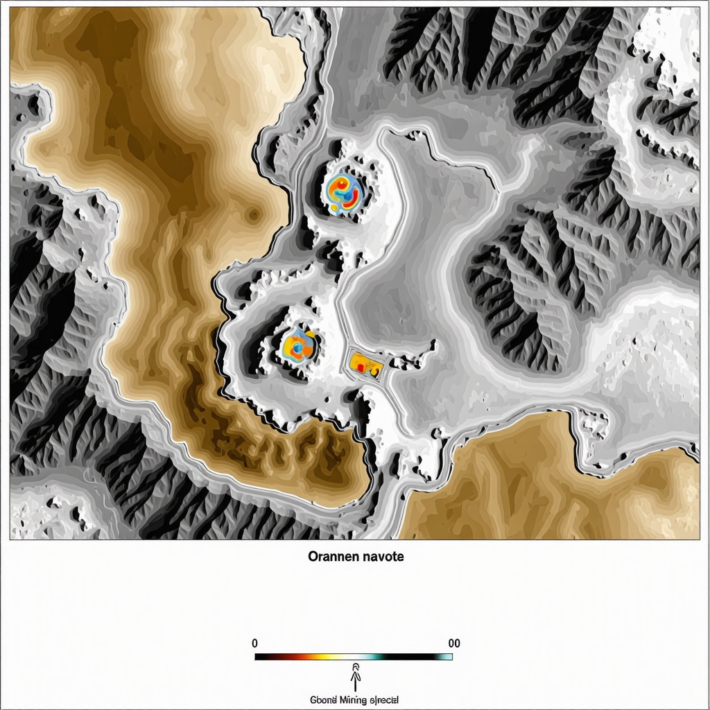 Satellite imagery of a mining site with data visualization overlays