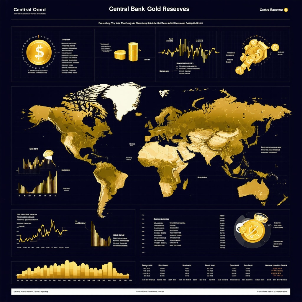 Infographic showing how central bank gold reserves and currency fluctuations influence gold price trends