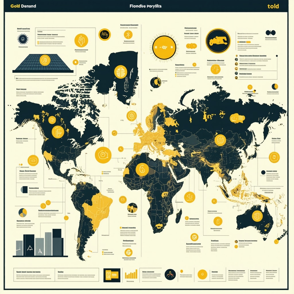 Infographic illustrating technological applications driving gold demand and supply chain dynamics